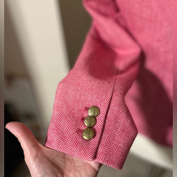 J. Crew Factory Pink Herringbone Blazer Jacket - Size 0 - Picture 5 of 7